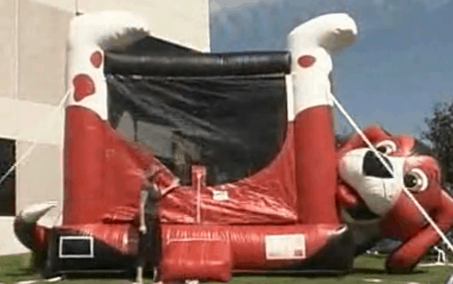 big red dog bounce house